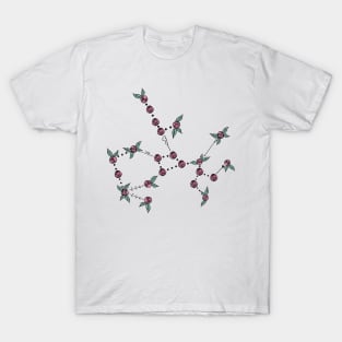 Sagittarius Zodiac Sign Constellation Roses and Hearts Doodle T-Shirt